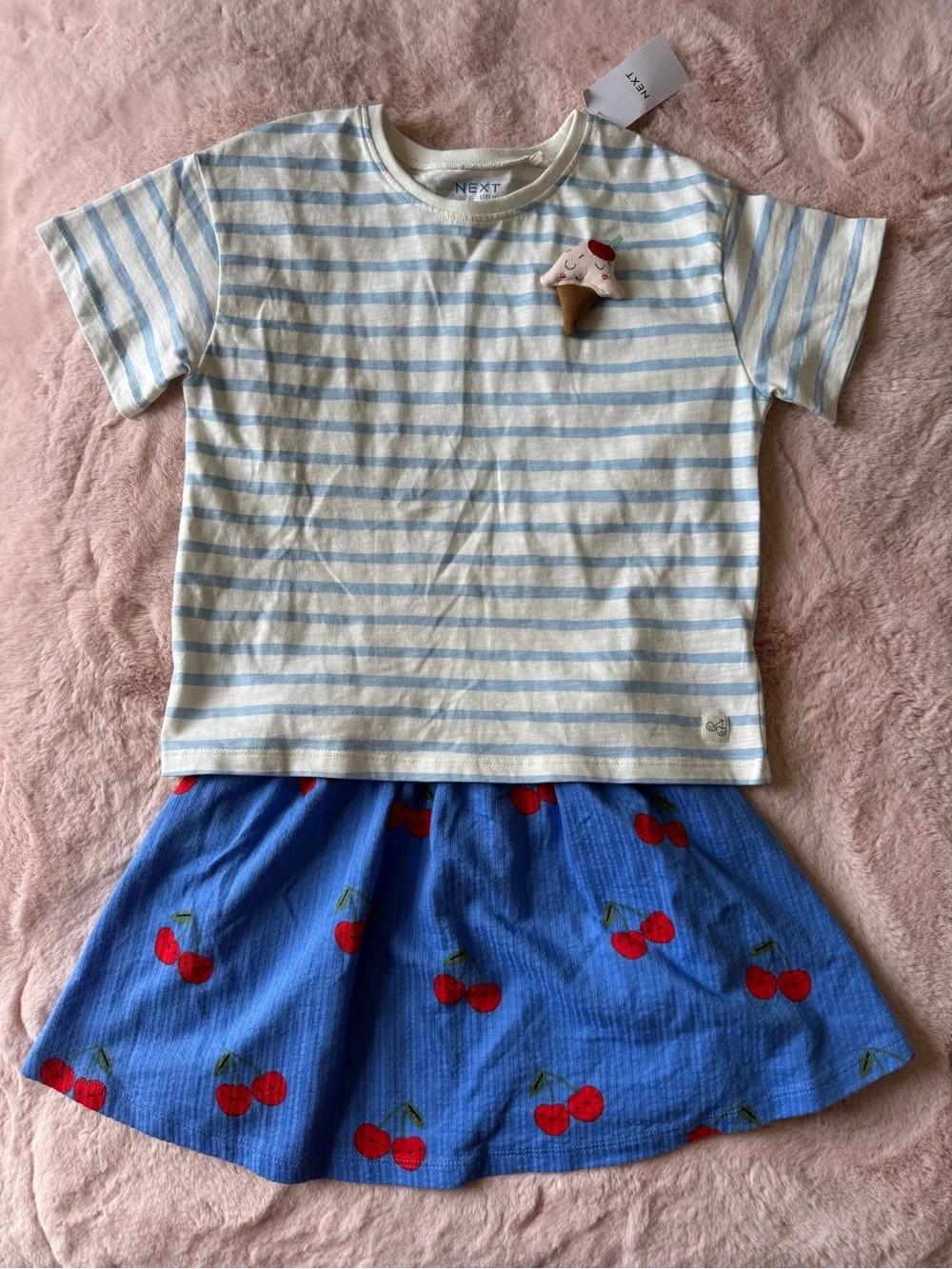 NWT Next Icecream and Cherry Tee and Skirt Set Size Girls 4-5